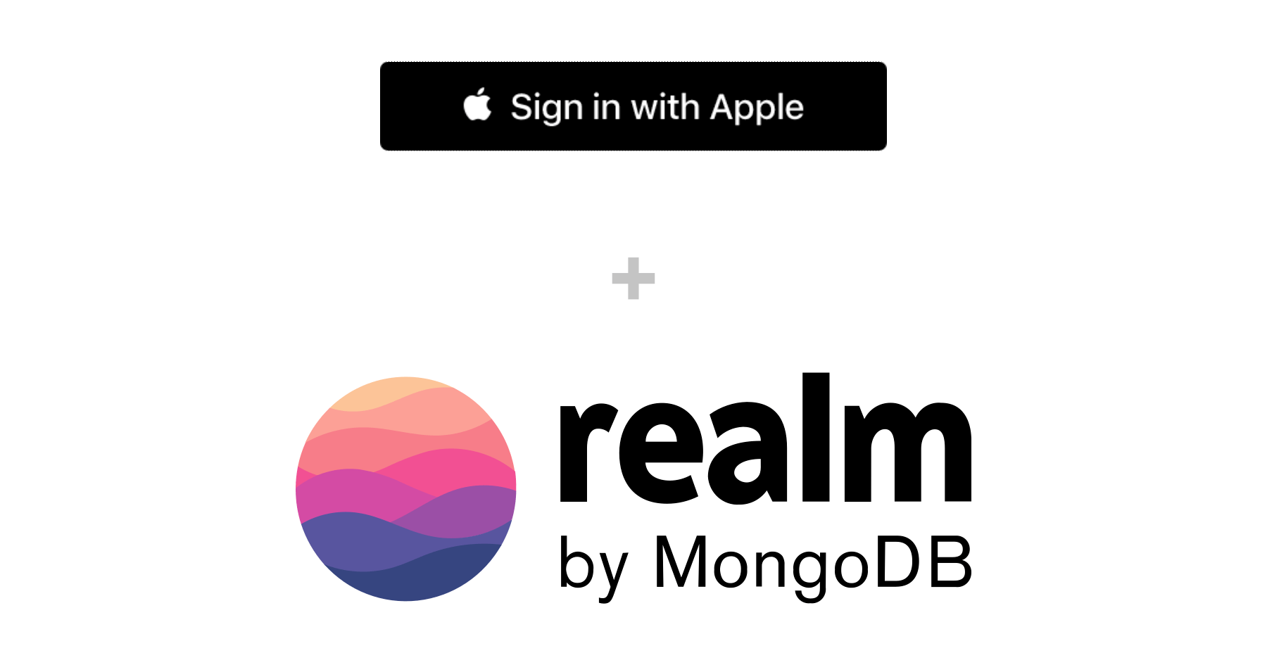 The logos of Sign-in with Apple and realm by MongoDB
